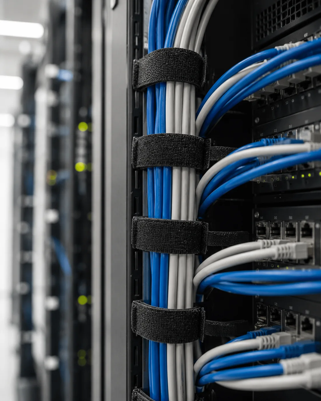 Industrial hook and loop cable management solution.